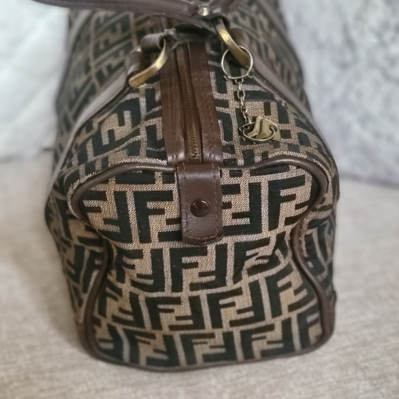 FENDI Zucca Zucchino Vintage Boston 30 Canvas Bag FF Monogram Logo..w/COA.. - Picture 4 of 10